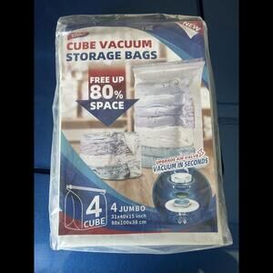 Cube Vacuum Storage Bags - Jumbo Size, Space-Saving Solution - Pack of 4